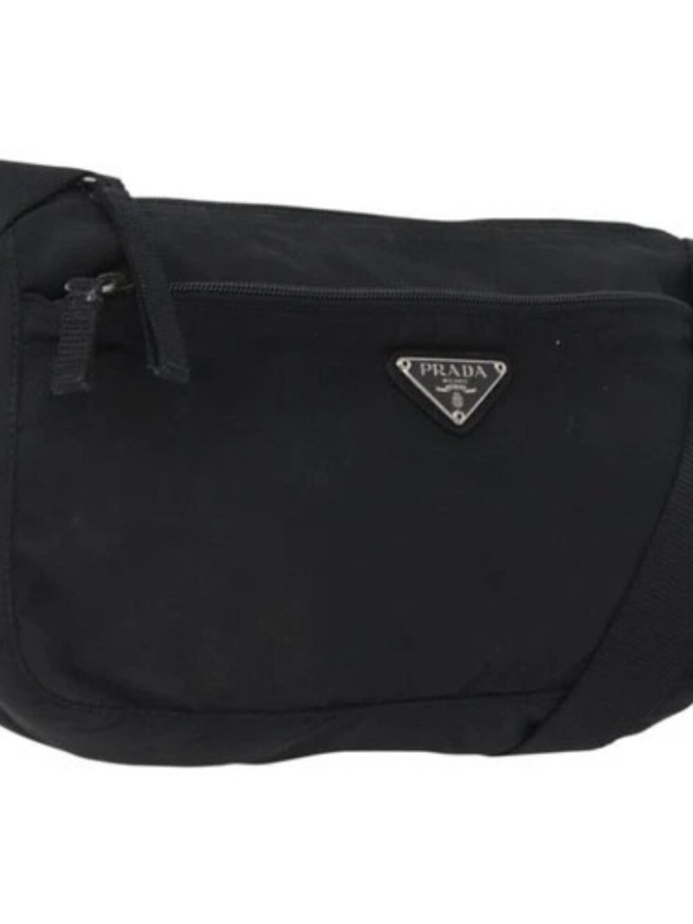 PRADA Shoulder Bag Nylon Black Silver Auth 165115